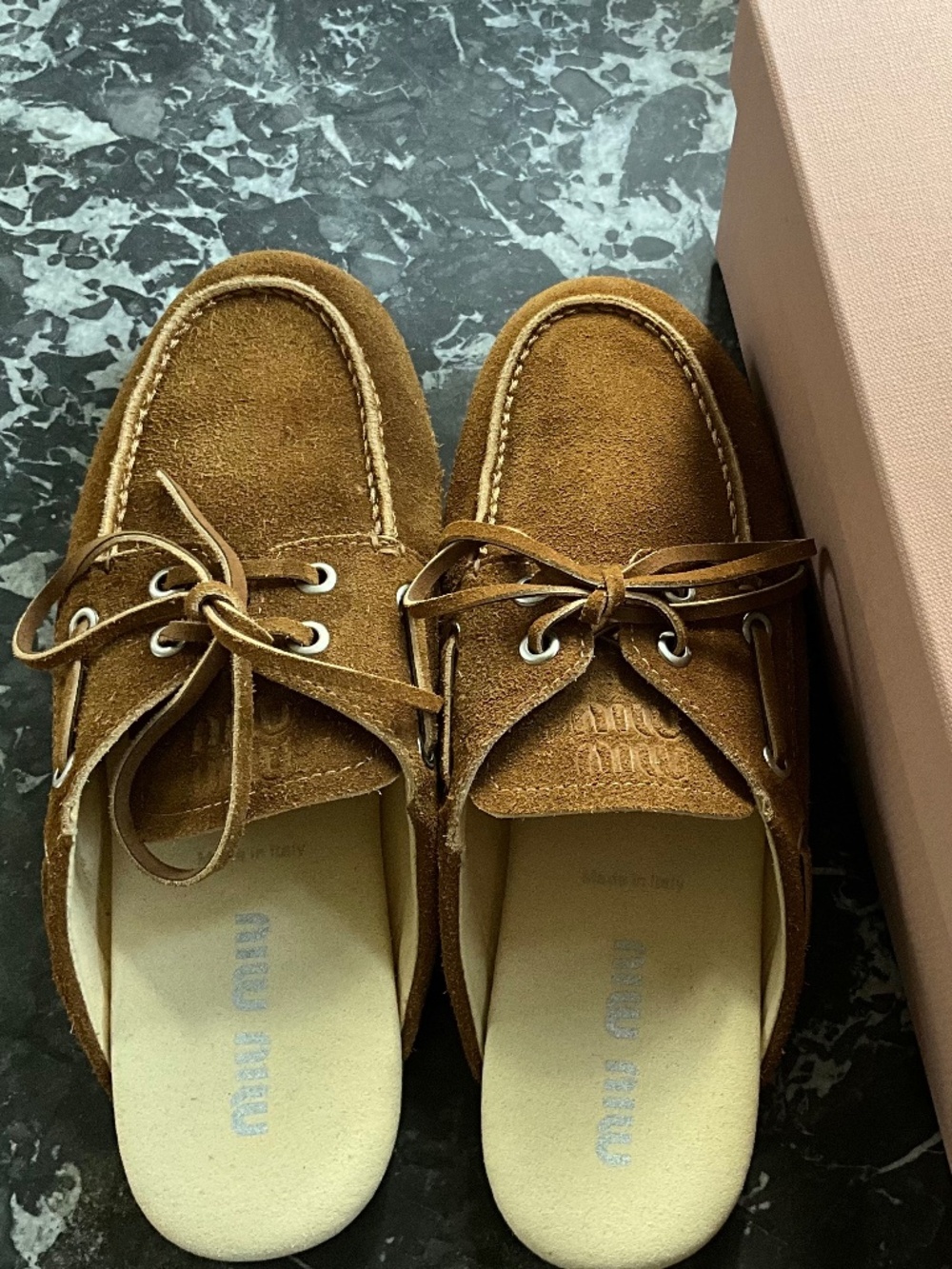 Miu Miu Suede Boat Shoe Mules size 8
